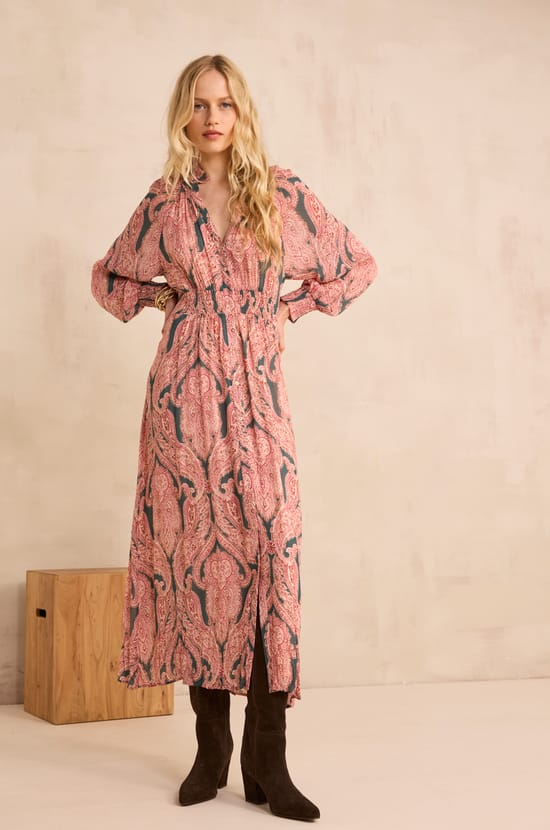Flowing printed dress PASTEL;${refinementColor}