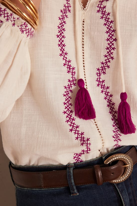 Blouse SULLY en coton et lin;${refinementColor}