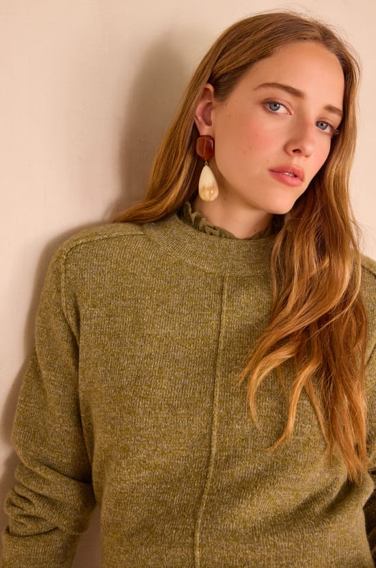 CLINTON mottled jumper in 100% wool;${refinementColor}