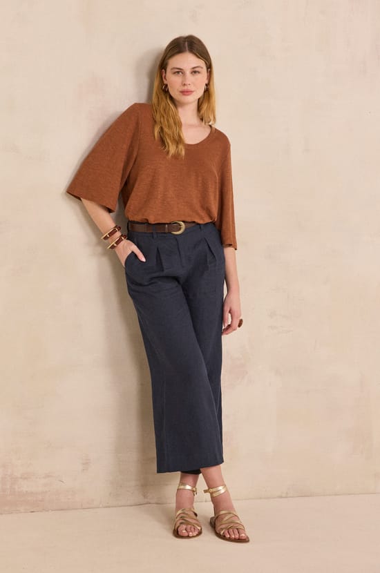 TINO wide linen trousers;${refinementColor}