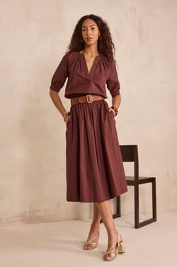 ORPHEE cotton dancing midi skirt;${refinementColor}