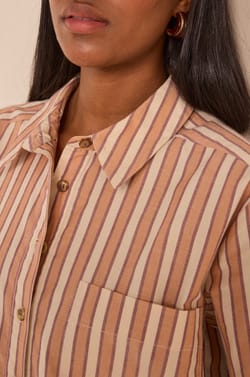 Striped cotton shirt dress LISEA;${refinementColor}