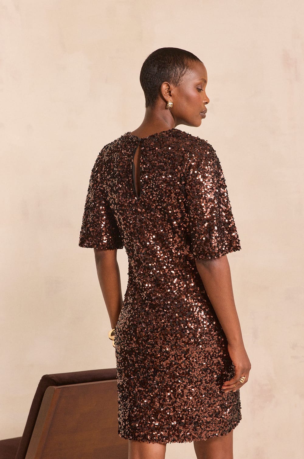 Short sequin dress PALOMA;${refinementColor}