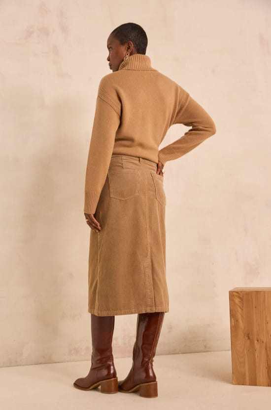 Straight corduroy skirt VAYA;${refinementColor}