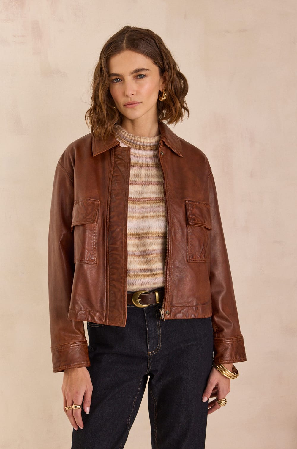 COCO leather jacket;${refinementColor}