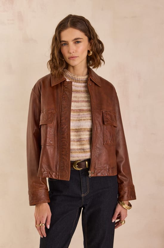 COCO leather jacket;${refinementColor}