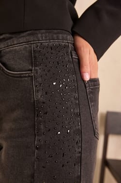 Pantalon noir &eacute;vas&eacute; en coton m&eacute;lang&eacute; SAVANA;${refinementColor}