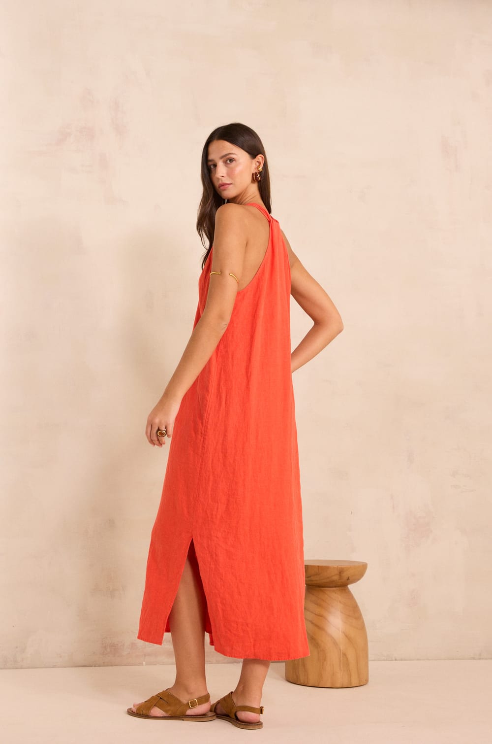 Straight linen dress AMANDINE;${refinementColor}