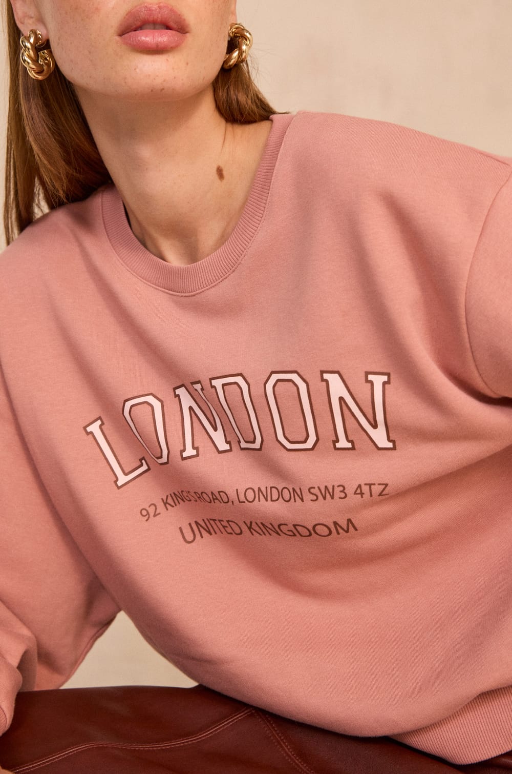LESHOP long sleeve cotton blend sweatshirt;${refinementColor}