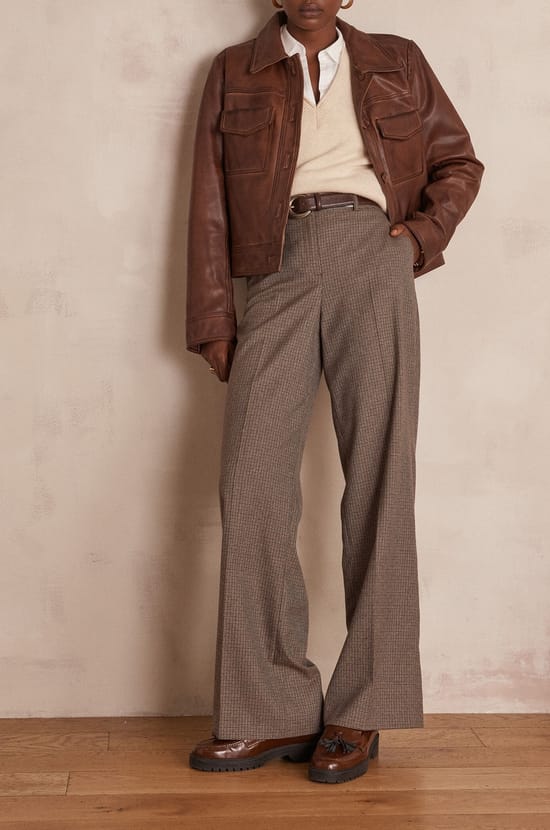 Pantalon large FERGUSON &agrave; carreaux;${refinementColor}