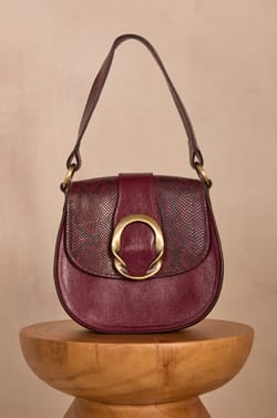 Bordeaux leather cowhide bag VALENTIN;${refinementColor}