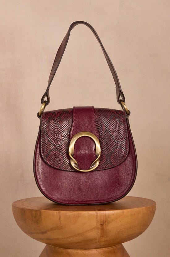 Bordeaux leather cowhide bag VALENTIN;${refinementColor}