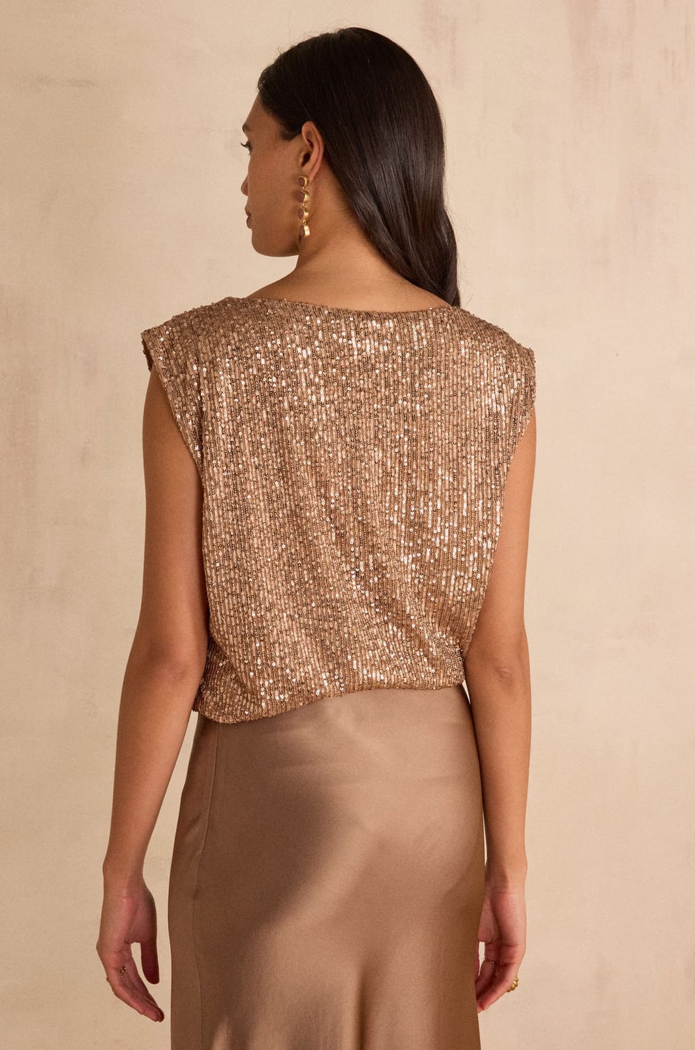 FELICITE sequin sleeveless T-shirt;${refinementColor}