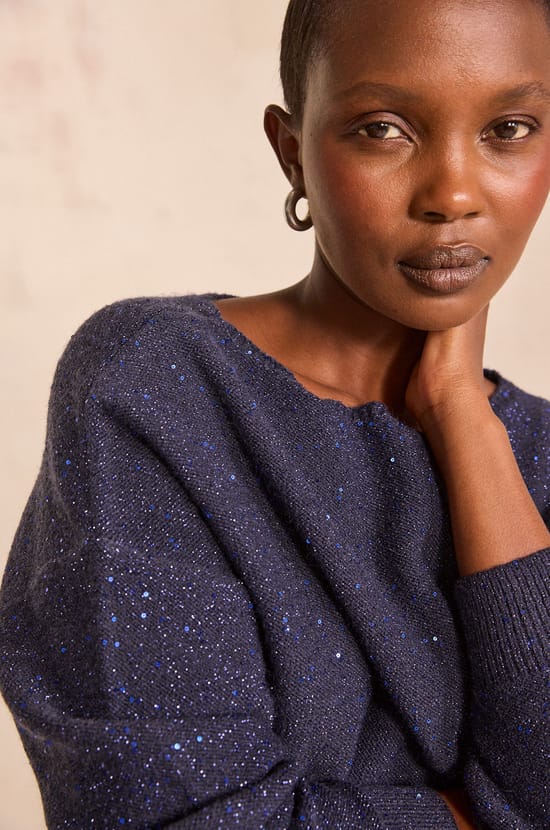 Glittery boat neck sweater BLAKE;${refinementColor}