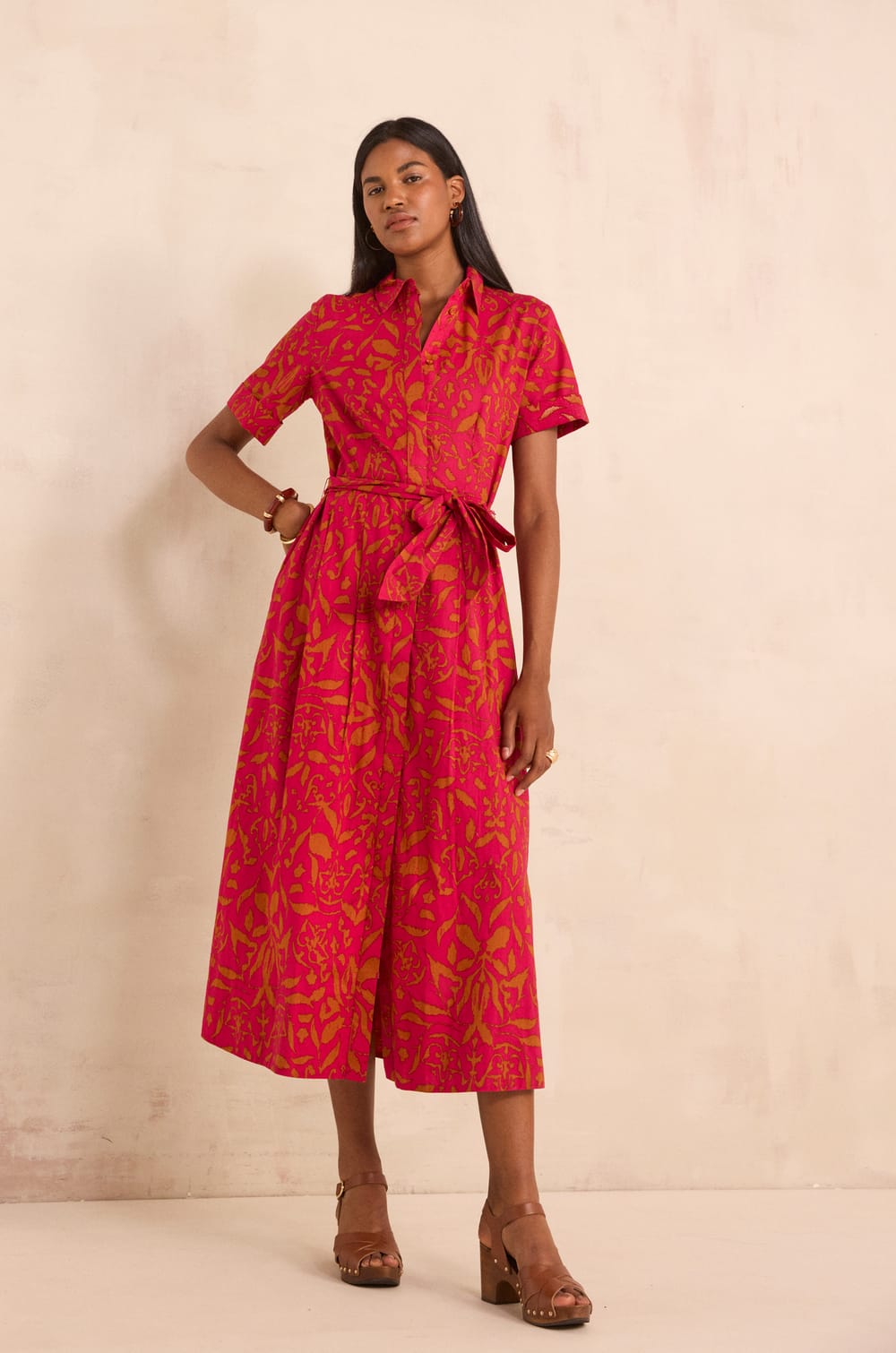 PALMA printed cotton straight dress;${refinementColor}