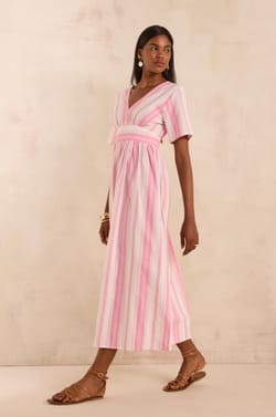 Striped cotton A-line dress PRIMEROSE;${refinementColor}
