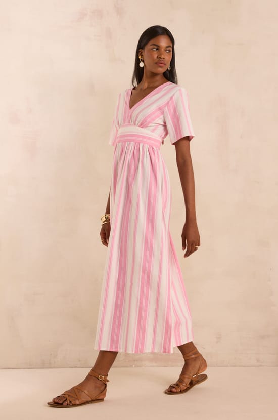 Striped cotton A-line dress PRIMEROSE;${refinementColor}