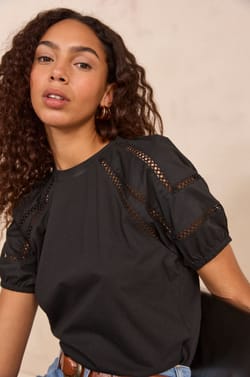 LEA balloon sleeve T-shirt;${refinementColor}