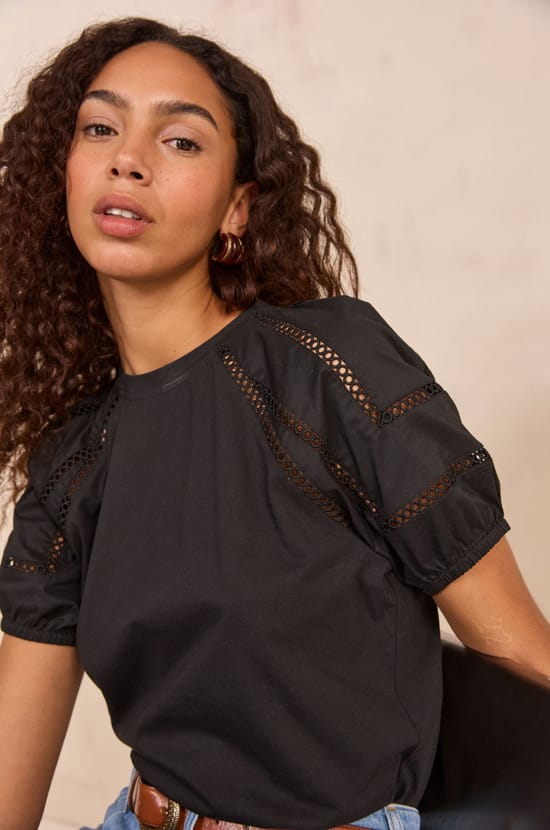 LEA balloon sleeve T-shirt;${refinementColor}