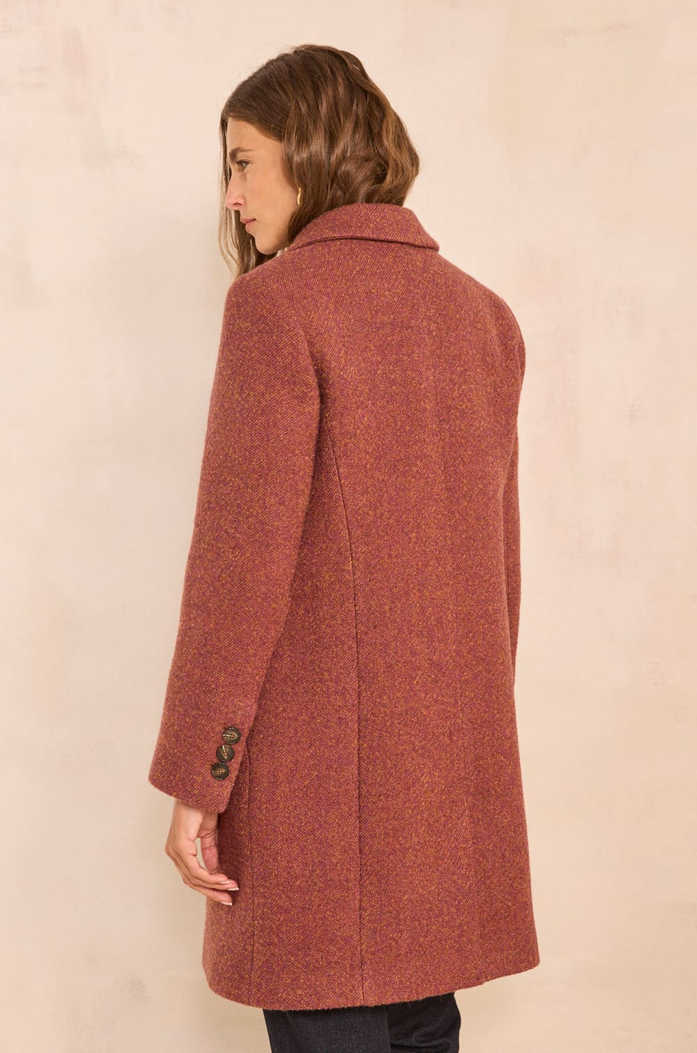 Anabelle long sleeve mixed wool coat;${refinementColor}