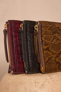 Python effect leather card holder VALENTIN;${refinementColor}