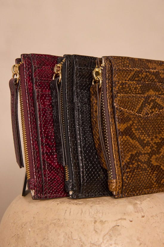 Python effect leather card holder VALENTIN;${refinementColor}