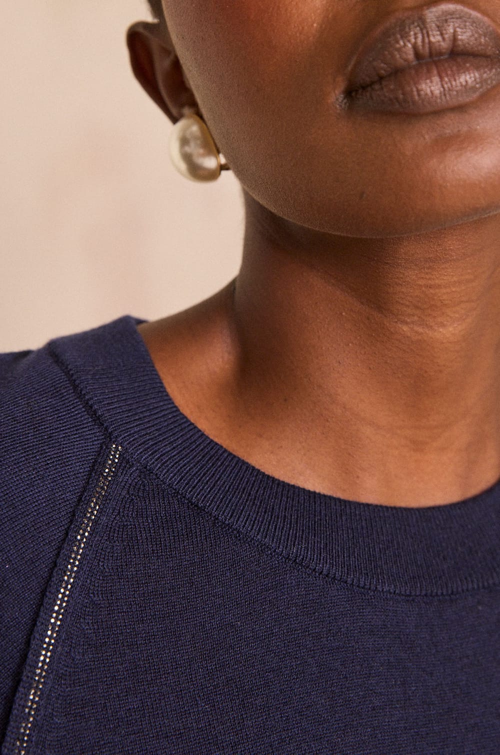 ADRIANA shimmering trim sweater;${refinementColor}