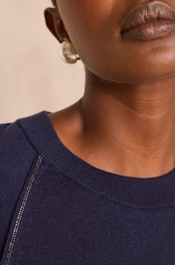 ADRIANA shimmering trim sweater;${refinementColor}