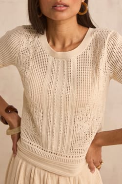 Short-sleeved cotton crochet top PHILIPPINE;${refinementColor}