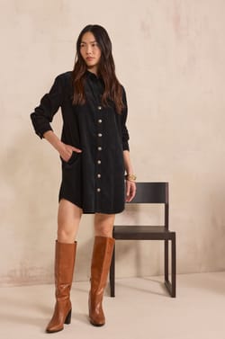 CENDRA shirt dress in velvet;${refinementColor}