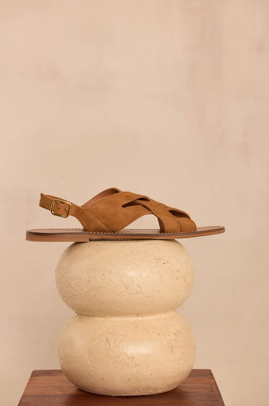 SOAN leather flat sandals;${refinementColor}