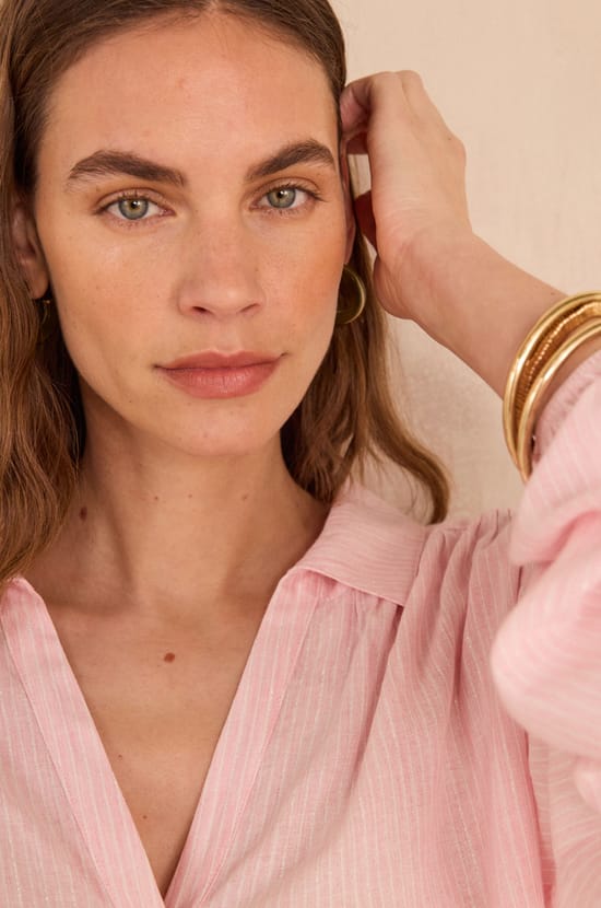 Striped blouse SEATTLE in lurex viscose;${refinementColor}