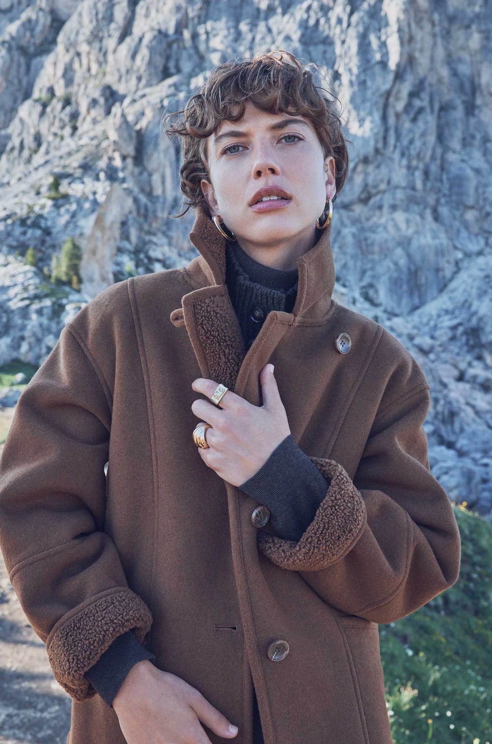 DEBBIE coat with shearling effect;${refinementColor}