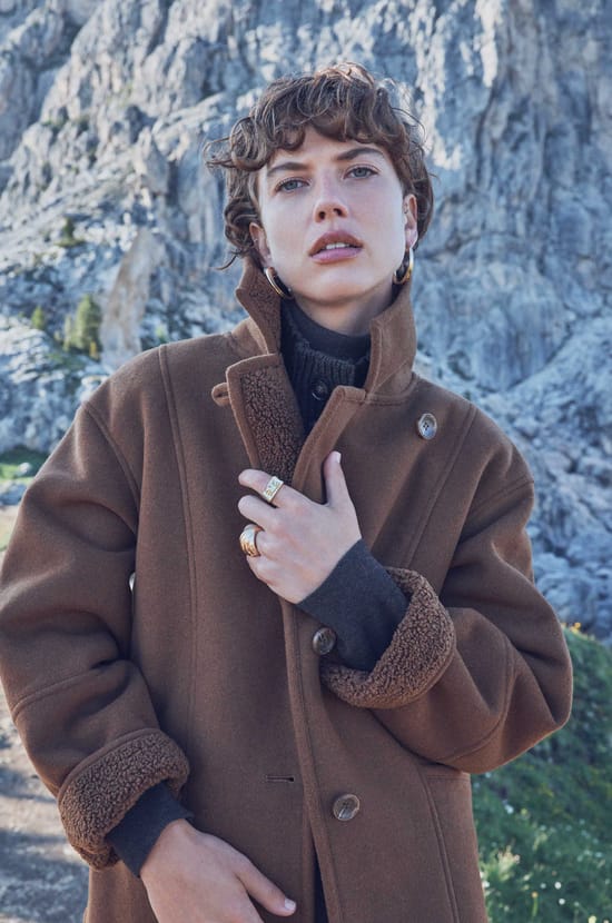 DEBBIE coat with shearling effect;${refinementColor}