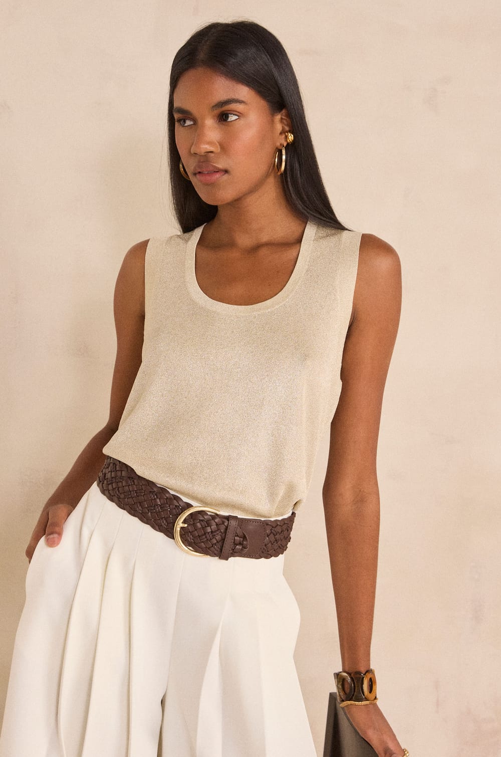 Shiny tank top PALMYR BIS;${refinementColor}