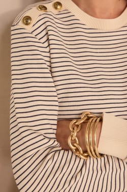 Long sleeve striped cotton T-shirt TALIA;${refinementColor}