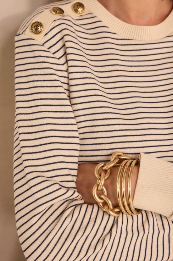 Long sleeve striped cotton T-shirt TALIA;${refinementColor}