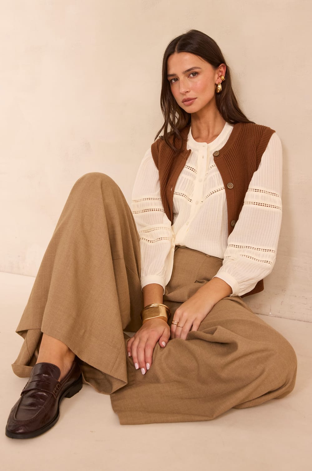 MAYA long-sleeve embroidered blouse;${refinementColor}