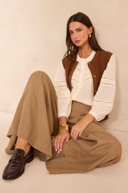 MAYA long-sleeve embroidered blouse;${refinementColor}
