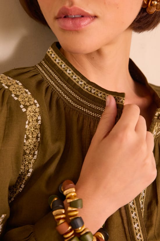 SIXTINE embroidered blouse in 100% cotton;${refinementColor}