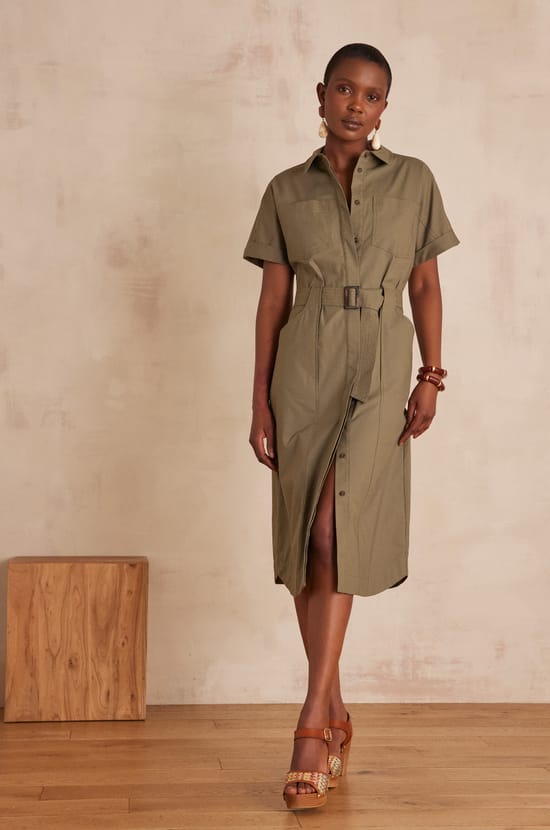 RAMA mid-length cotton dress;${refinementColor}