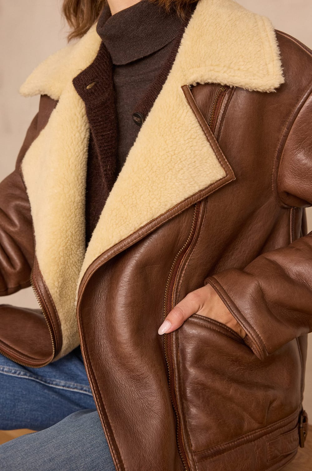 Manteau FOLIO en cuir;${refinementColor}