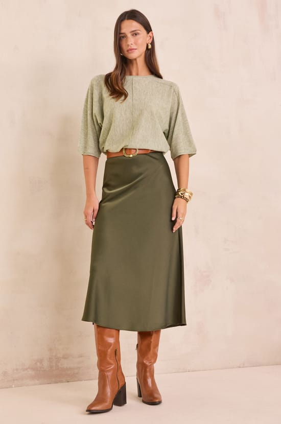 Falda midi satinada ORIA;${refinementColor}