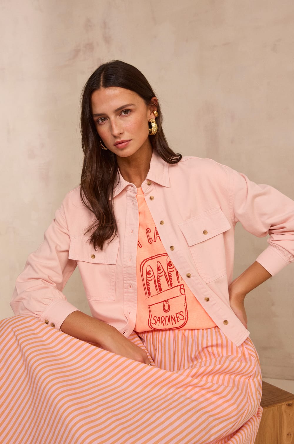 Short-sleeve printed T-shirt in hemp and cotton LOIC;${refinementColor}