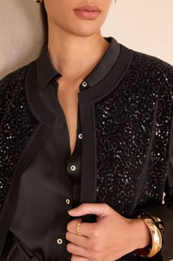 BECKA sequin cardigan without sleeves;${refinementColor}