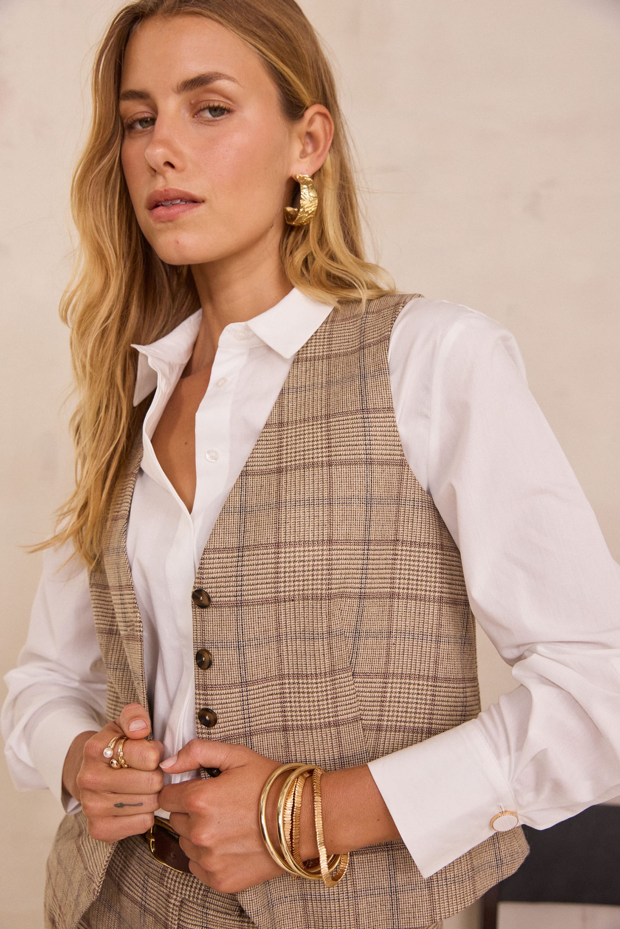 Sleeveless Prince of Wales check Cardigan SIMEON woman | LIGHT