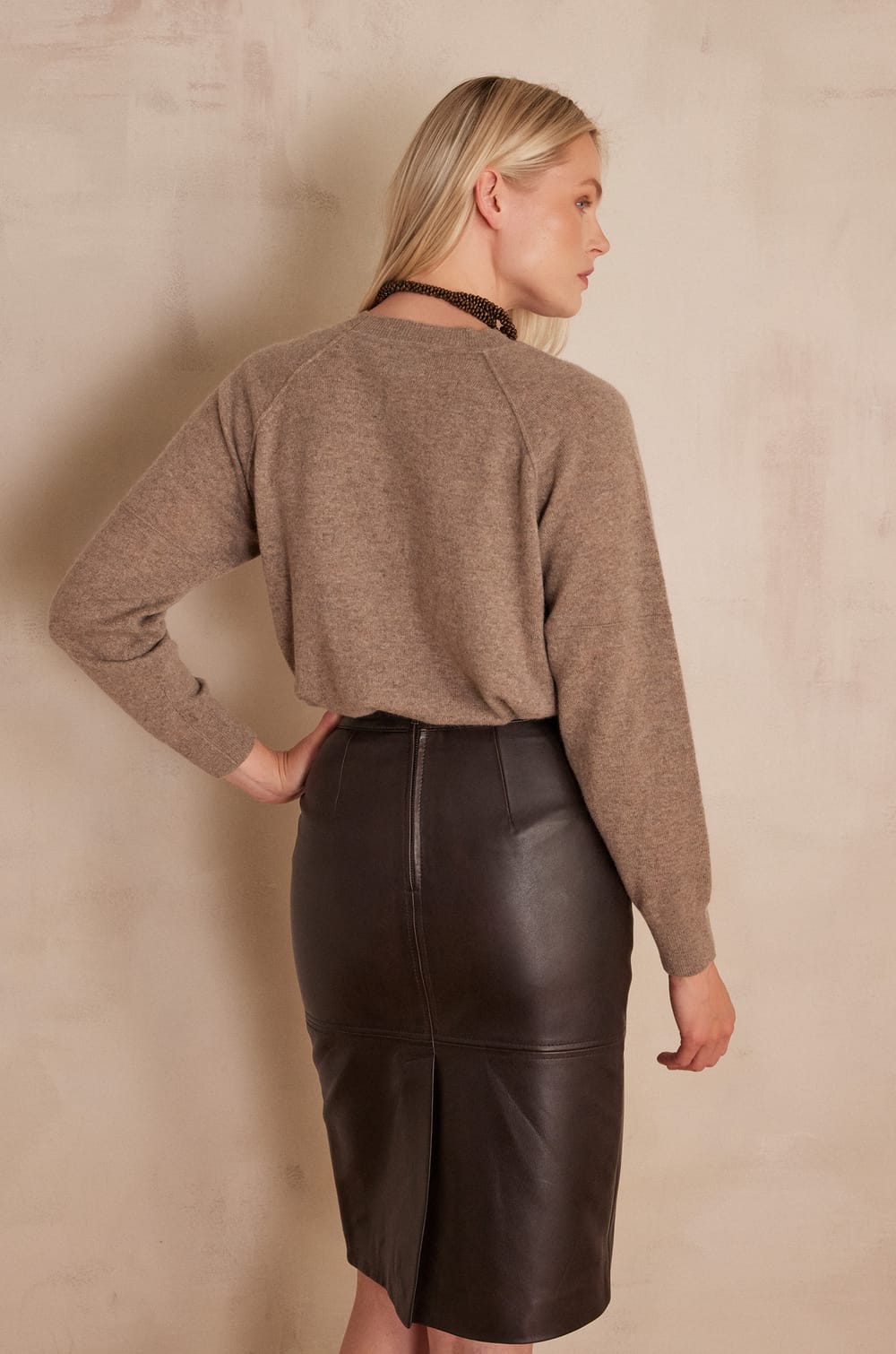 ELEANOR leather skirt;${refinementColor}