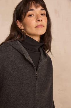 Charcoal gray blended wool dress PENSEE;${refinementColor}