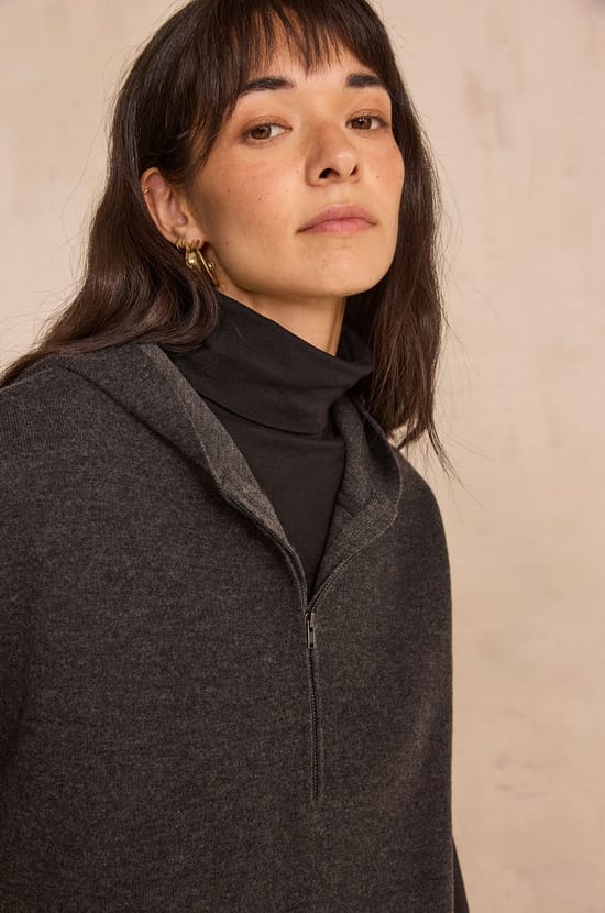 Charcoal gray blended wool dress PENSEE;${refinementColor}