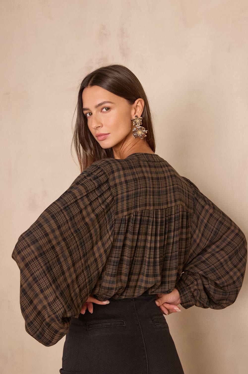 SIMON checked blouse;${refinementColor}